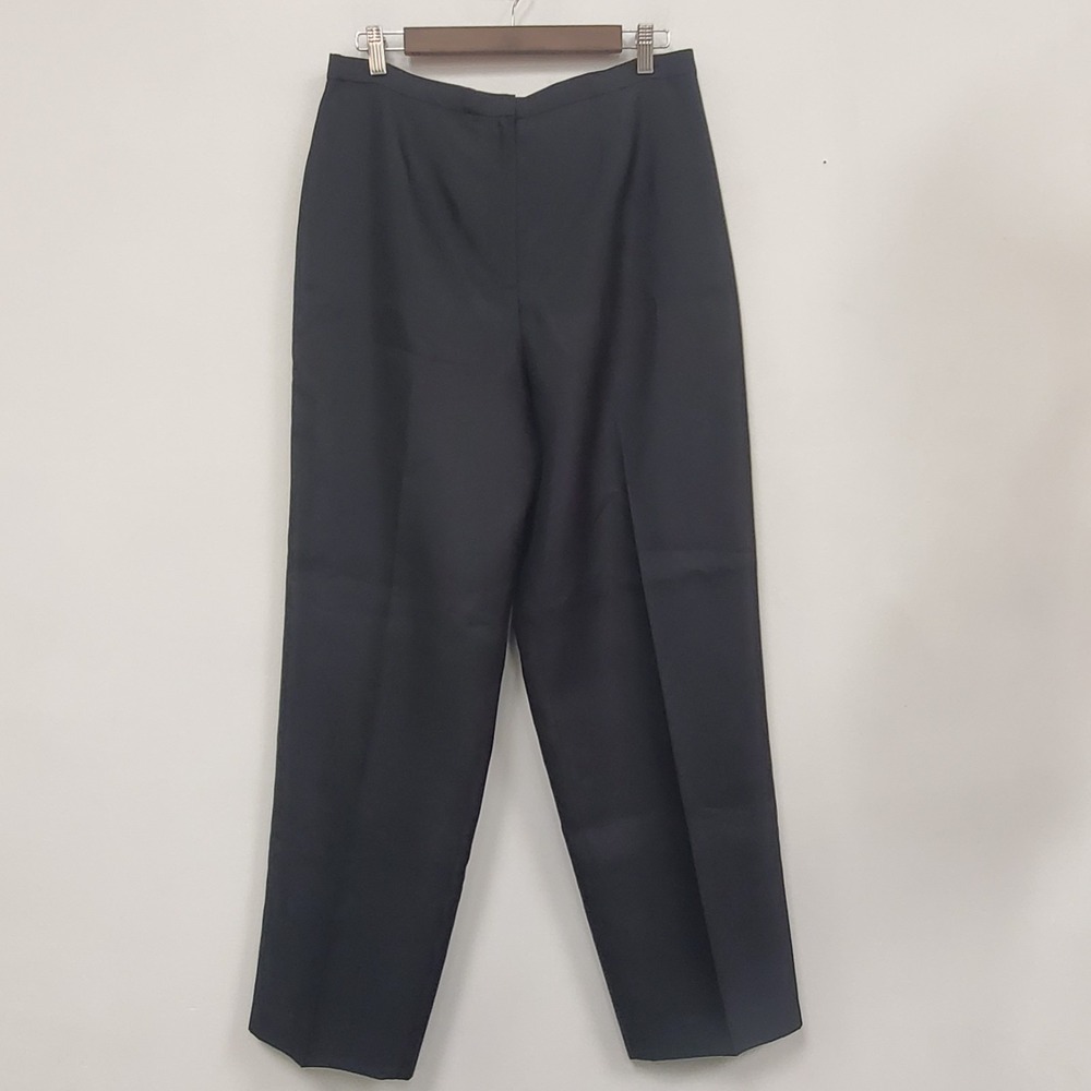 Talbots Womens 100% Silk Side Zip‎ Pleated Pants Size 14 Black Quiet Luxury Work